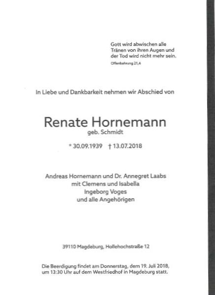 Abschied von Renate Hornemann